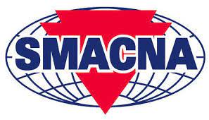 A red and blue logo for macn